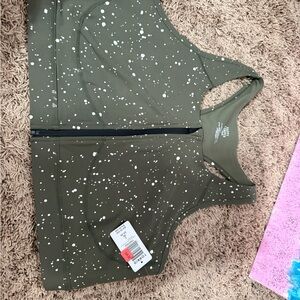 Torrid Olive Green Sports Bra with White Speckles NEW WITH TAGS